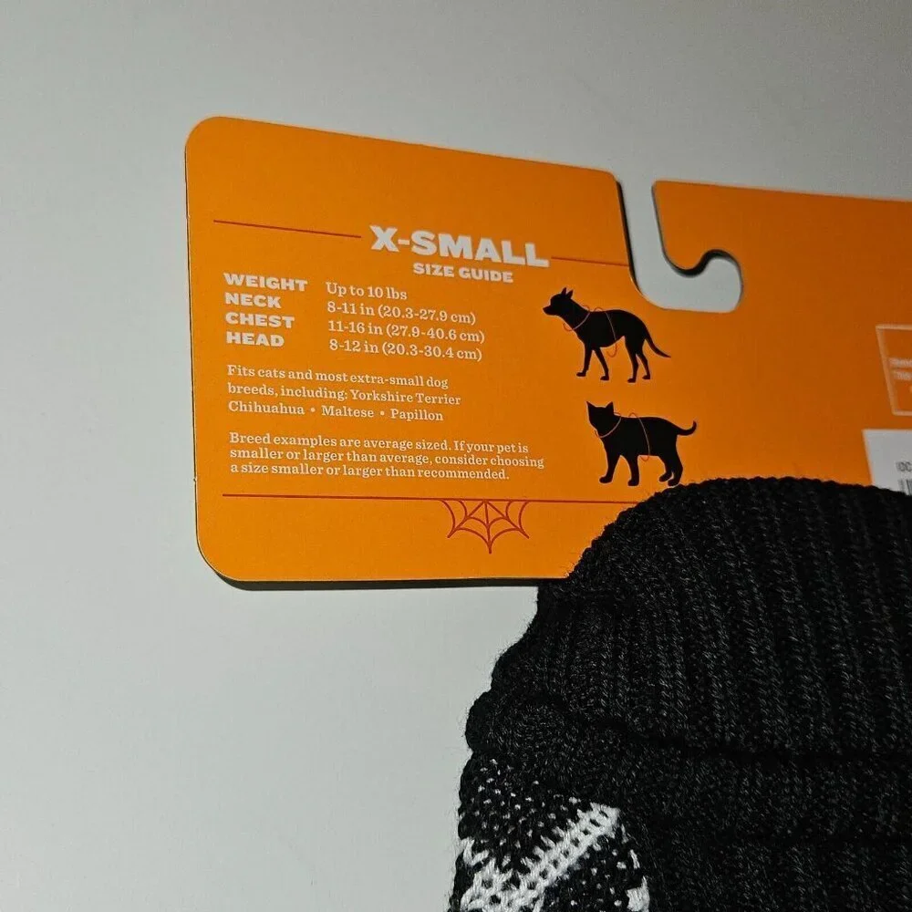NEW Spiderweb Sweater Dog Cat Pet Halloween Costume Size XS (Up to 10 lbs) Black